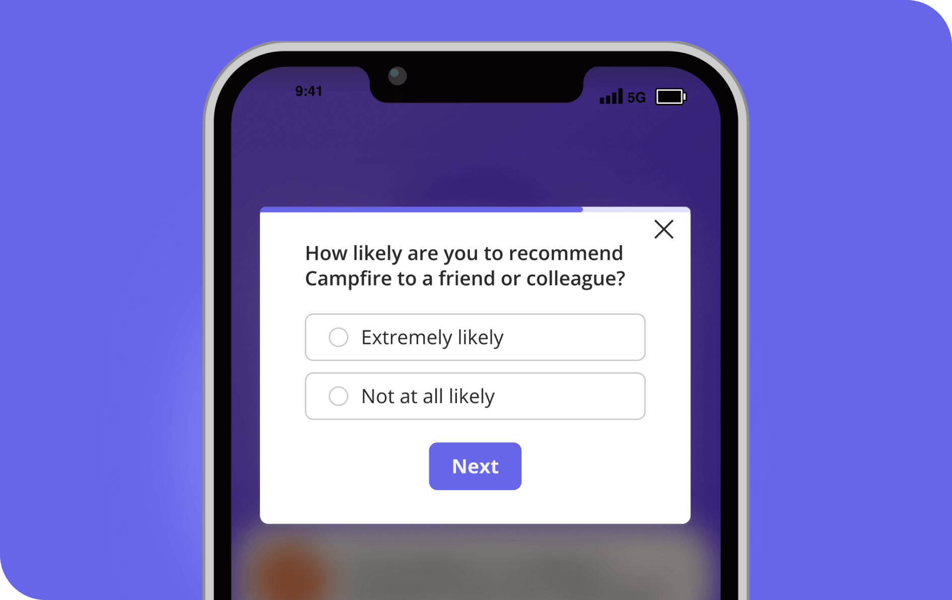Mobile survey triggered after a key user action in Userpilot