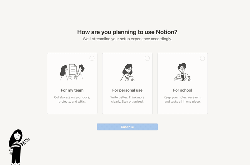 Notion welcome survey routing users into a personalised onboarding experience