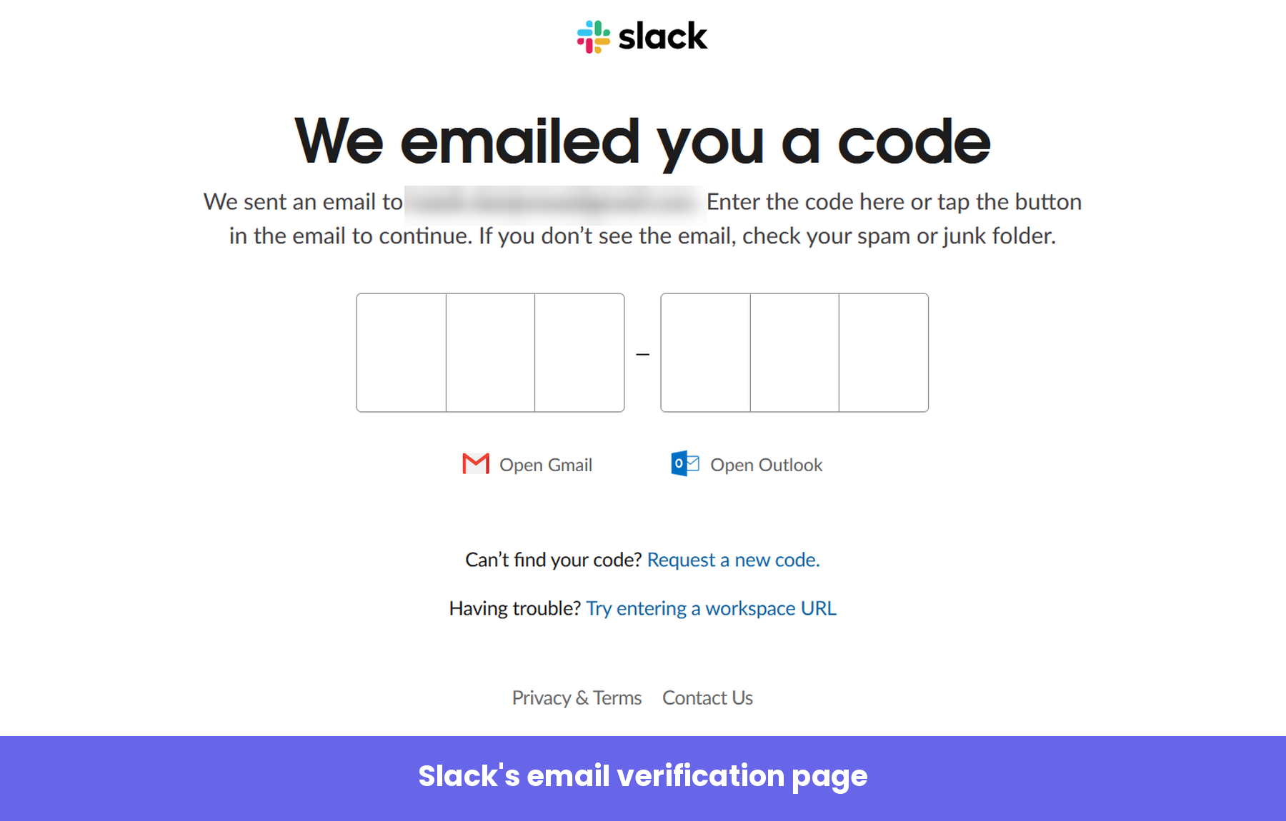 Slack's email verification step