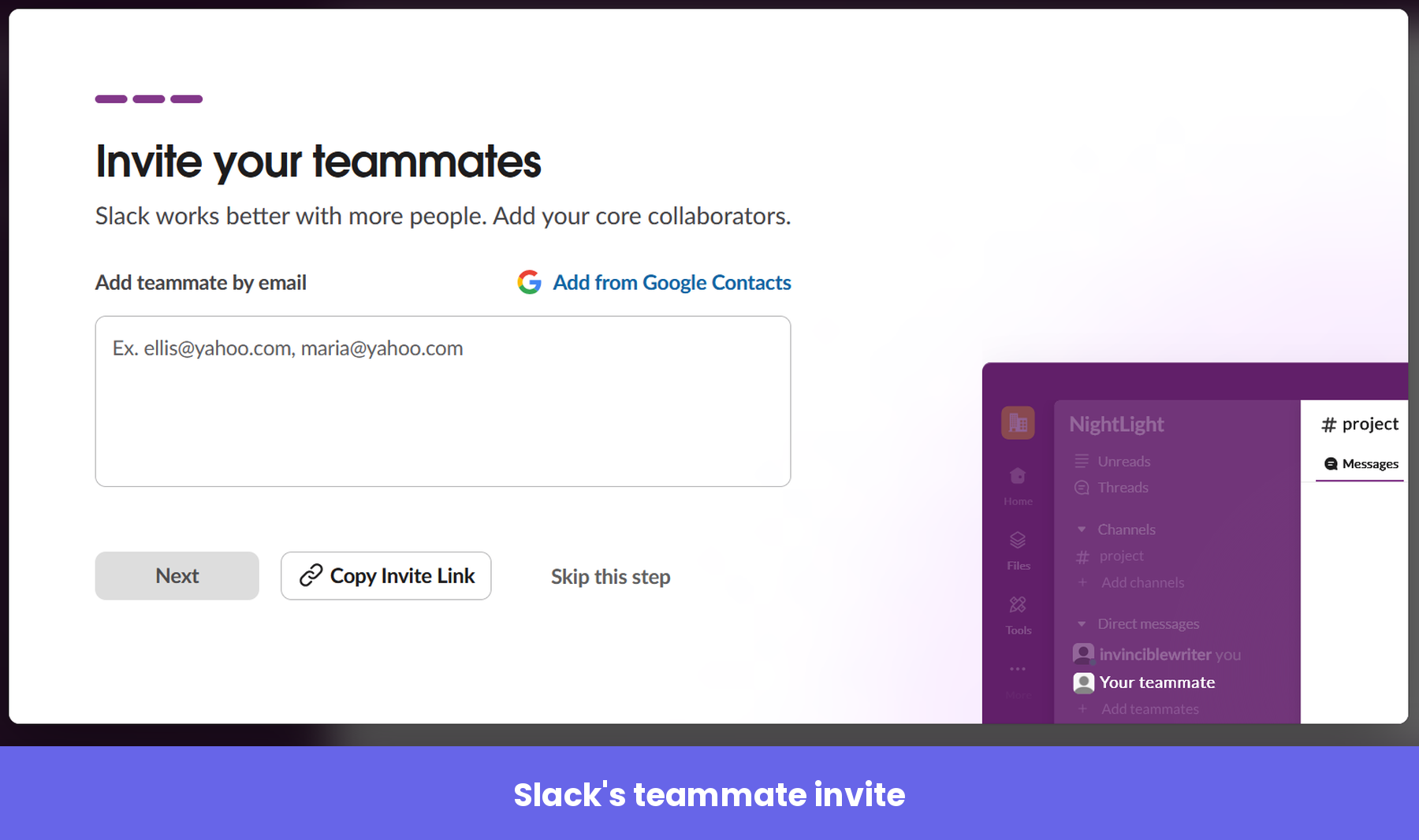 Inviting teammates to Slack