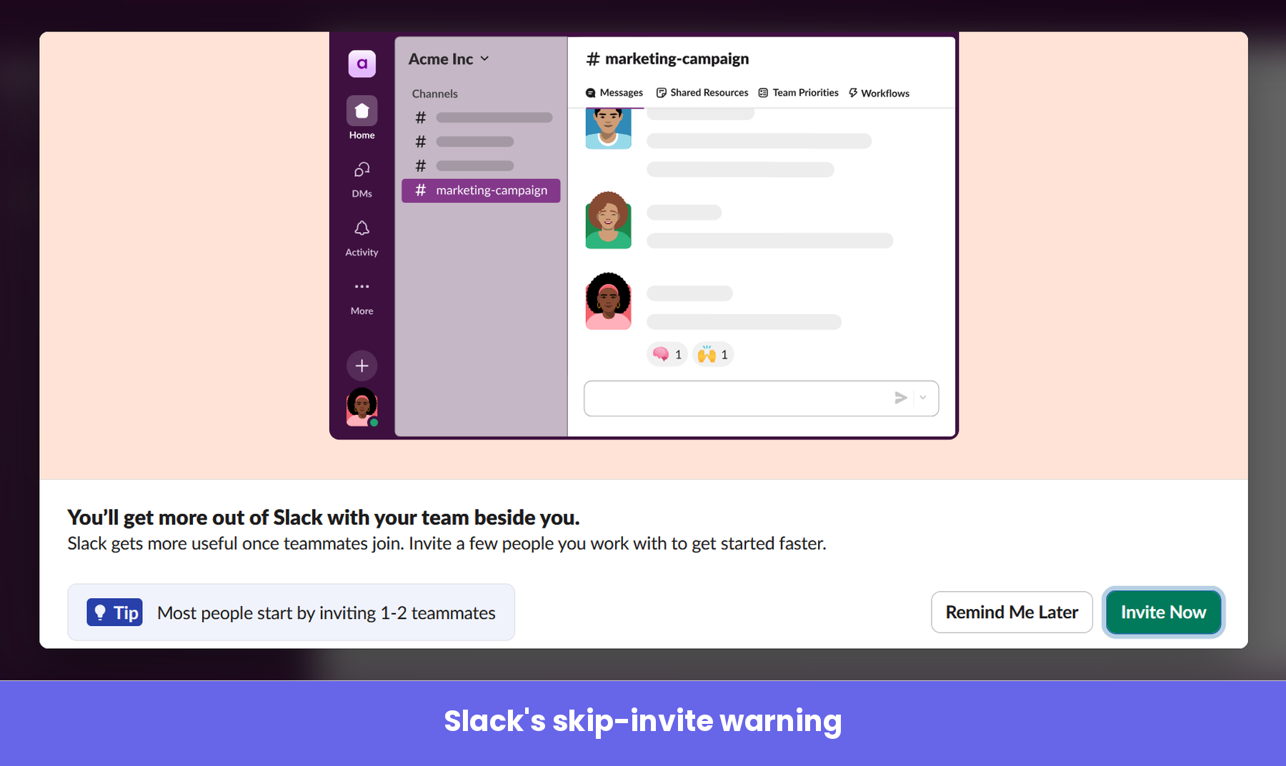 Slack's skip modal warning