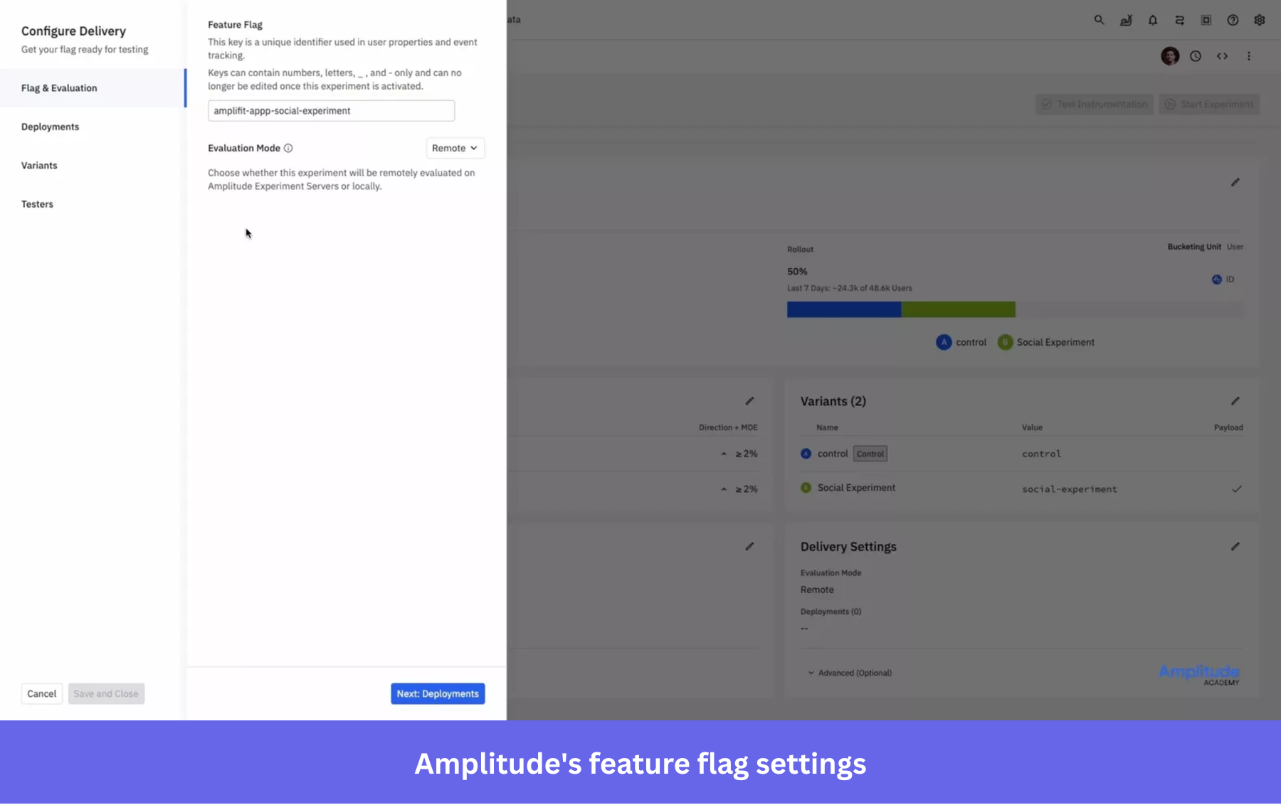 Amplitude's feature flag settings.