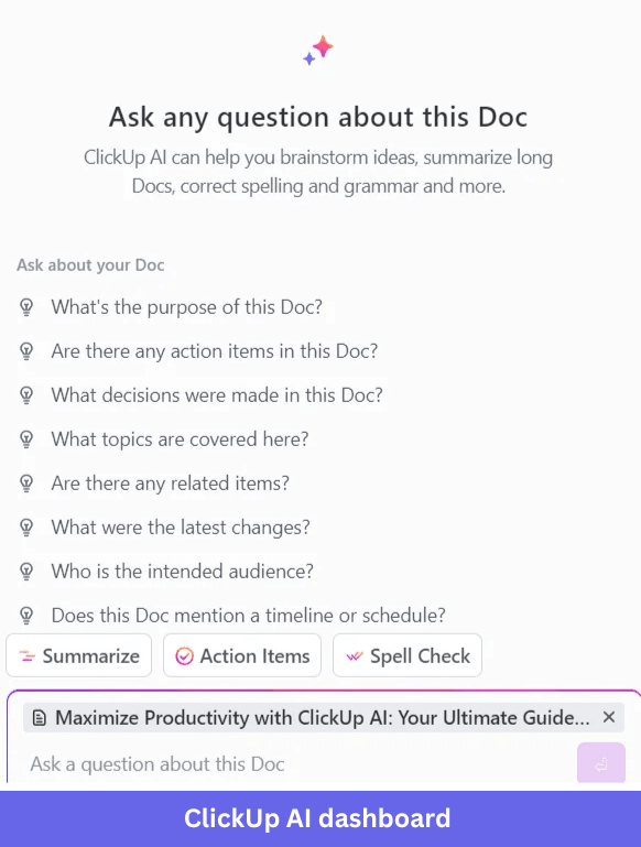 Interactive Q&A with ClickUp AI.
