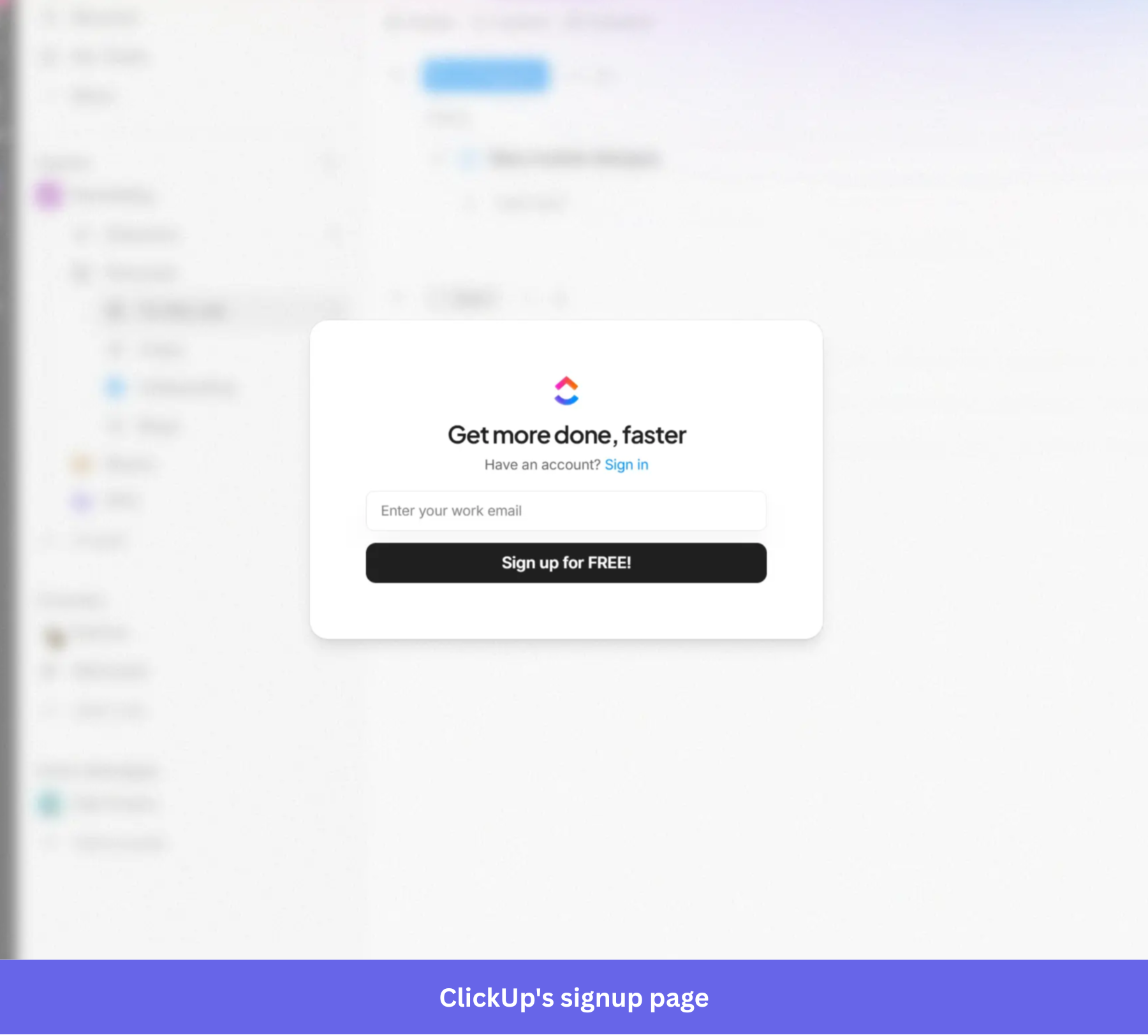 Clickup's signup page