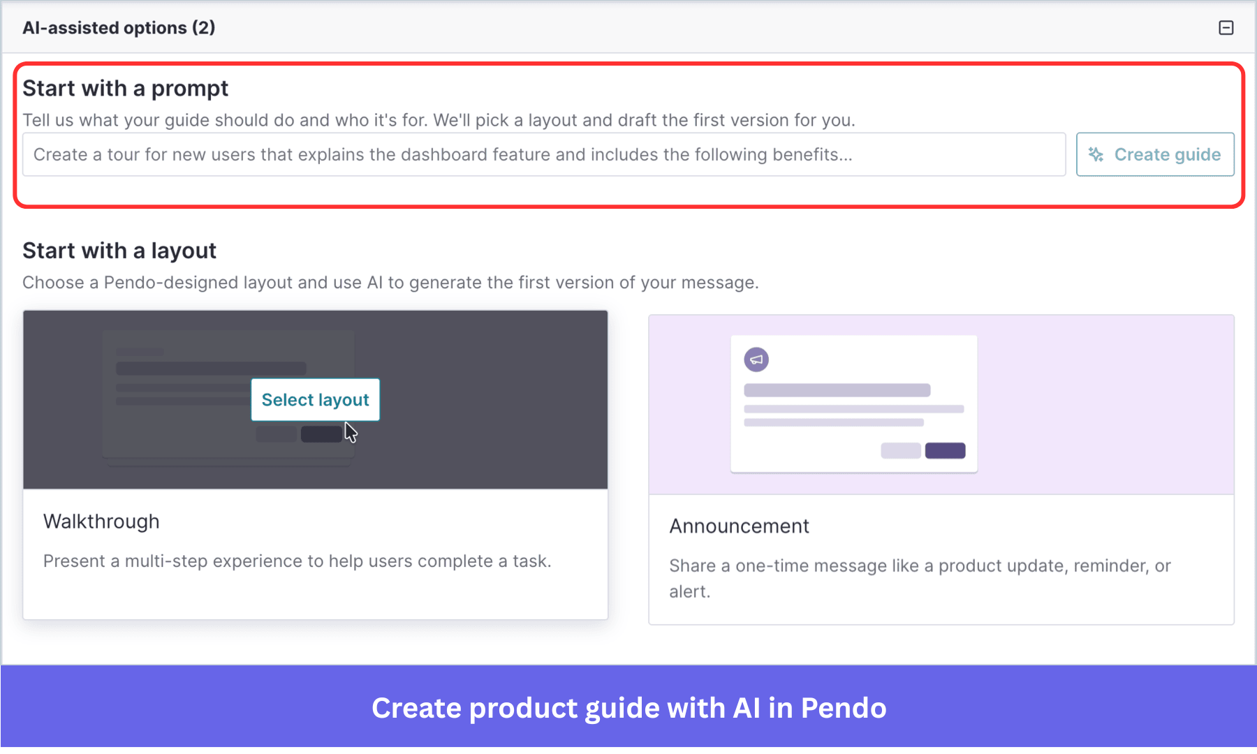 Create product guide with AI in Pendo