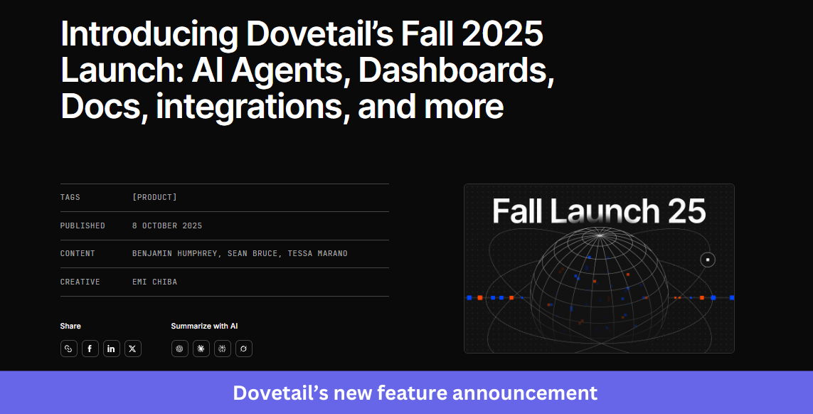 Dovetail’s new feature announcement