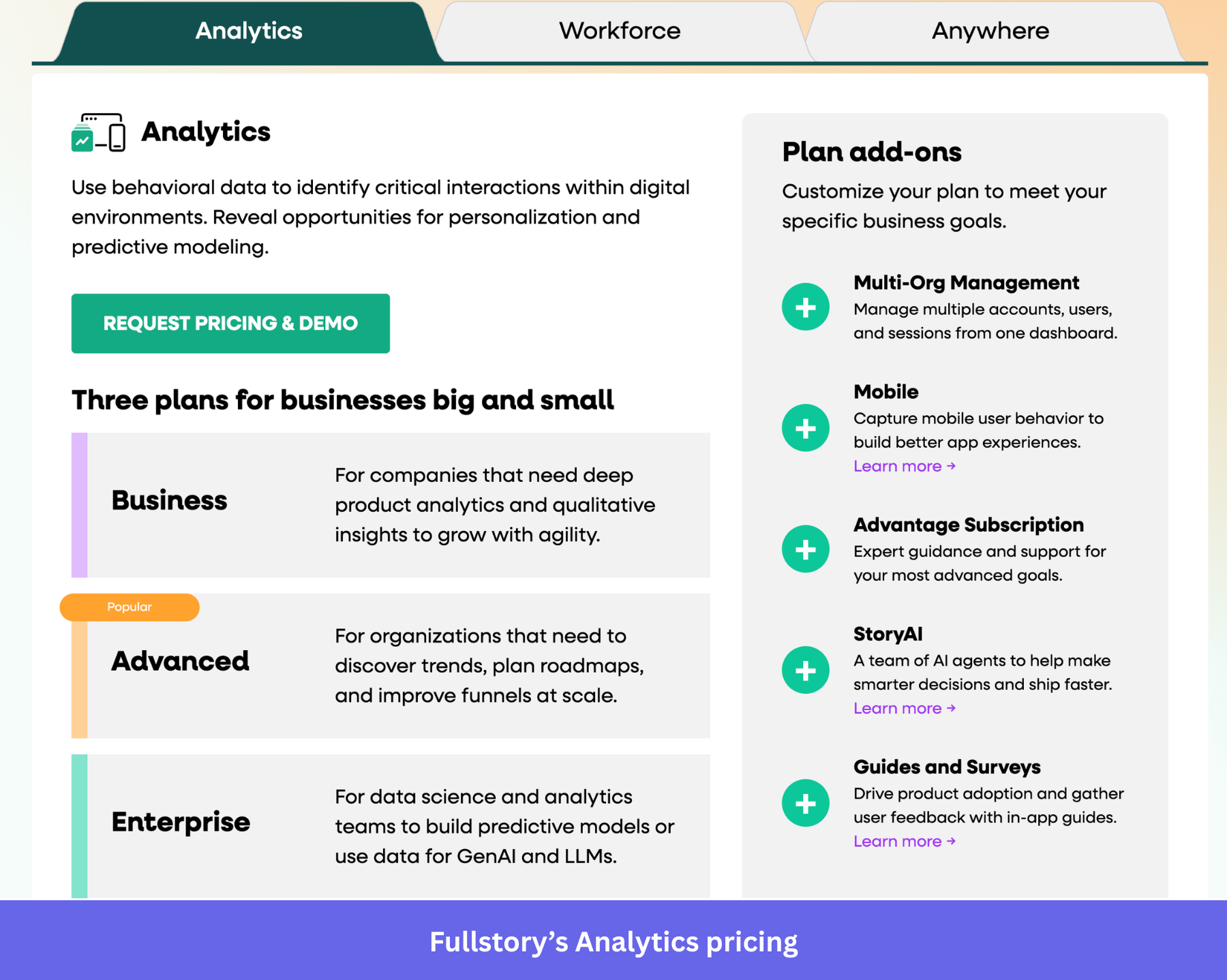 Fullstory analytics pricing