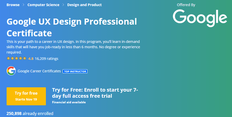 Google UX design professional certificate