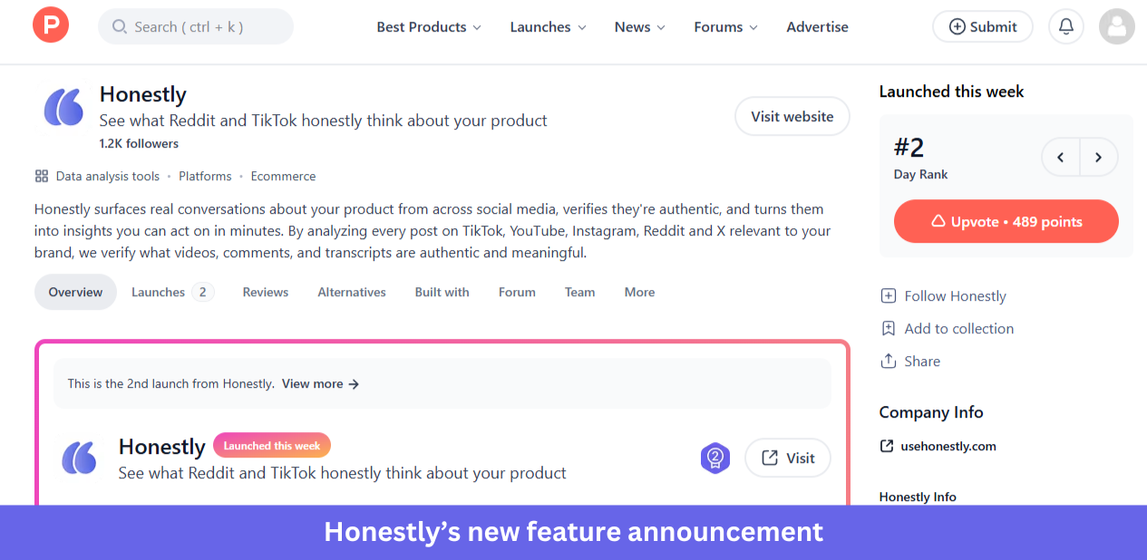 Honestly new feature announcement
