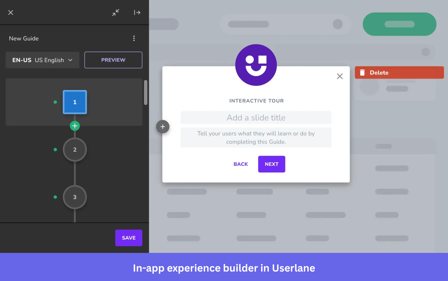 In-app experience builder in Userlane