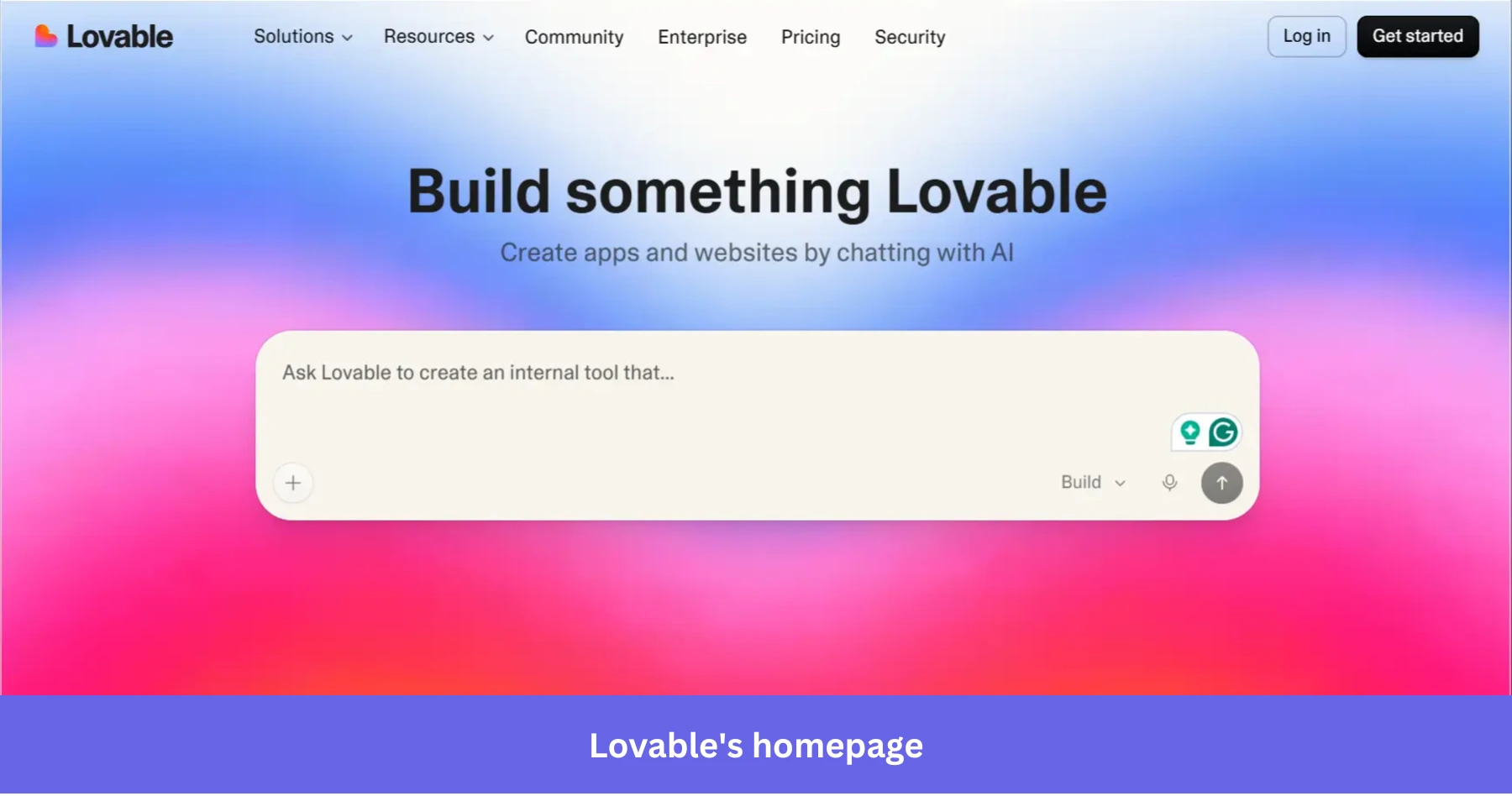 lovable's homepage showing the prompt box