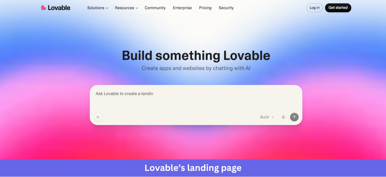 Lovable landing page