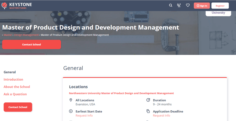 Master of product design and development management