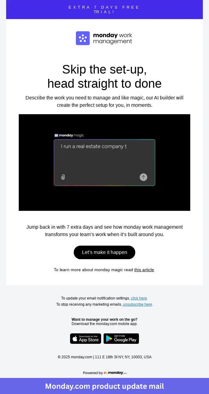 Monday.com post-launch follow-up email