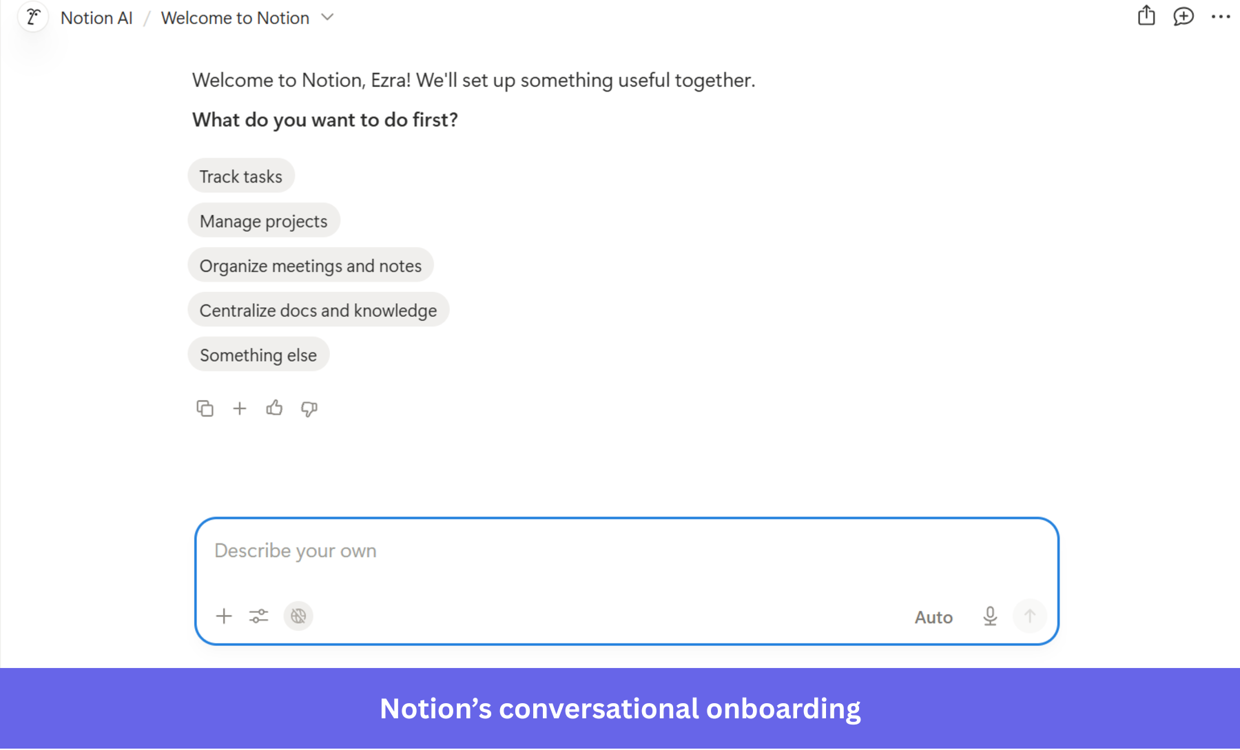 Notion's onboarding interface