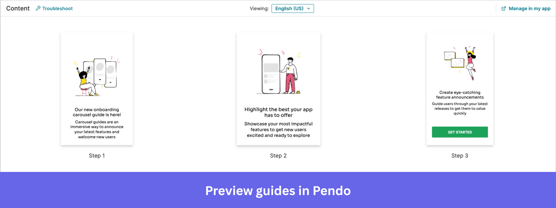 Preview guides in Pendo