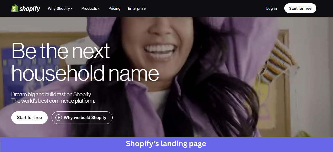 Shopify landing page