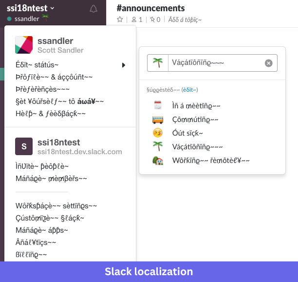Testing Slack with pseudolocalization