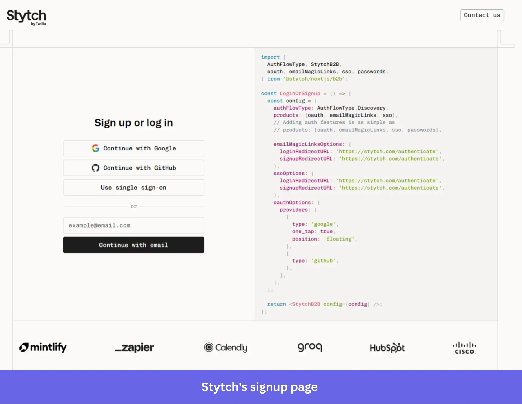 Stytch's signup page
