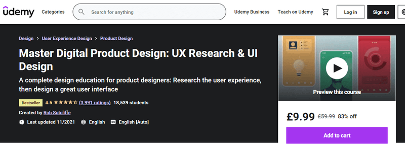 Udemy product design course