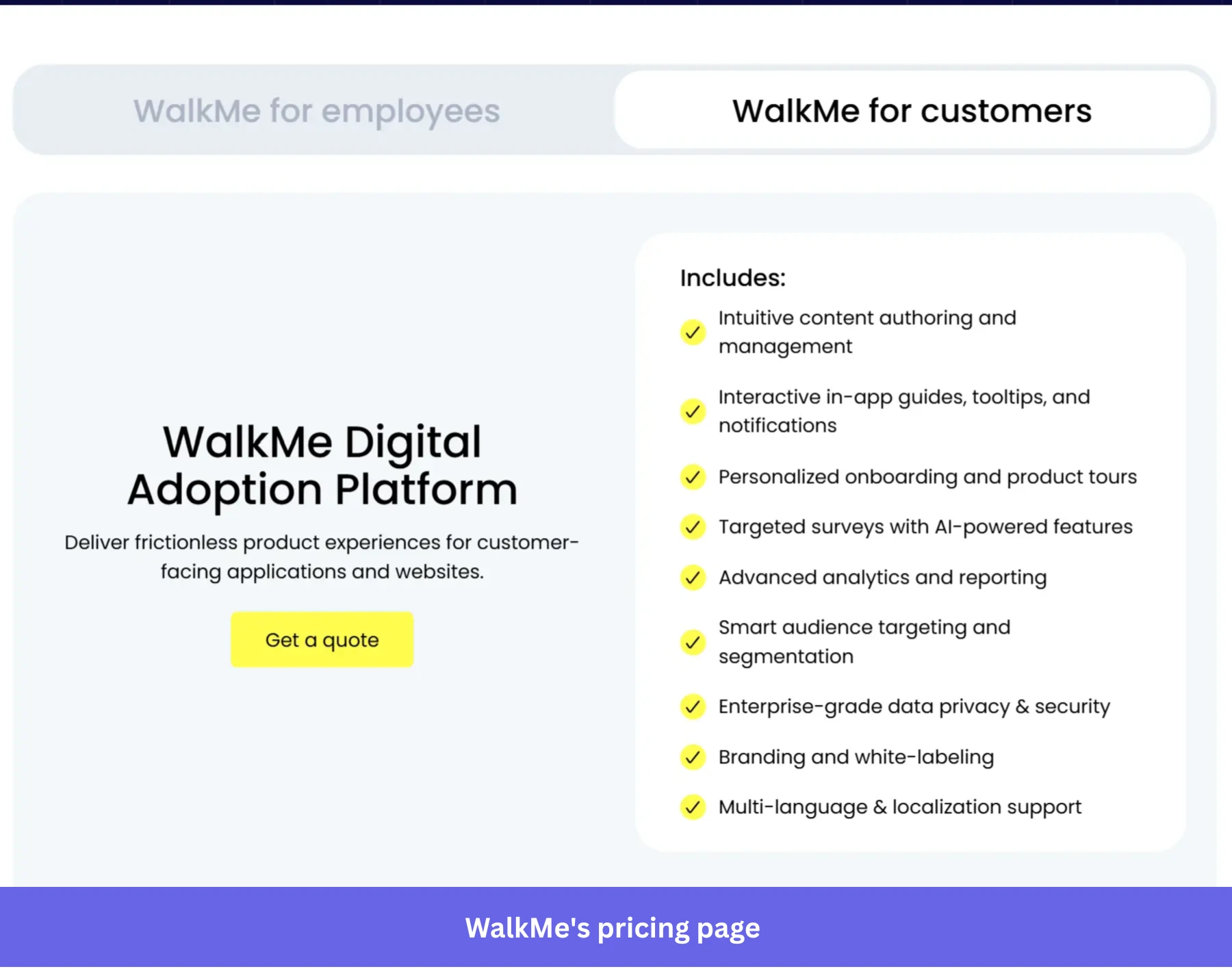 WalkMe's pricing page