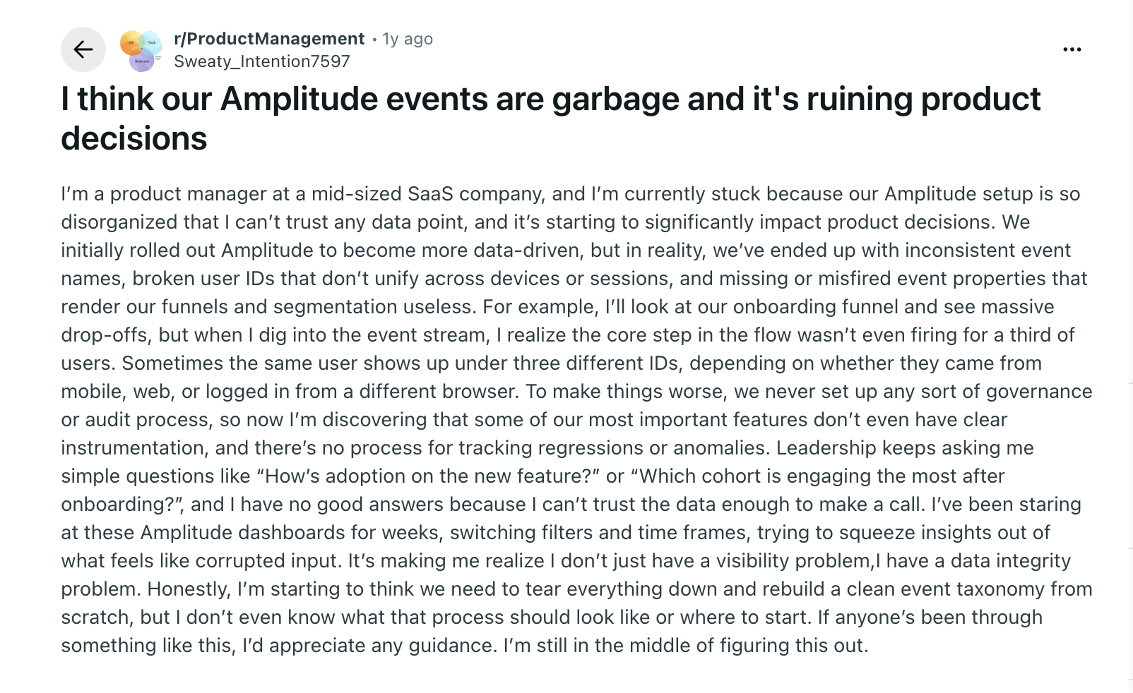 amplitude event inconsistency complaints