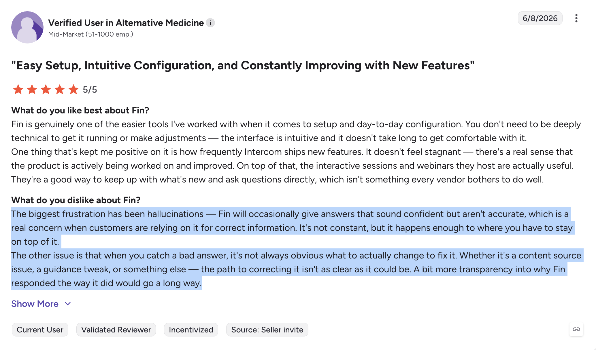 intercom fin complaint