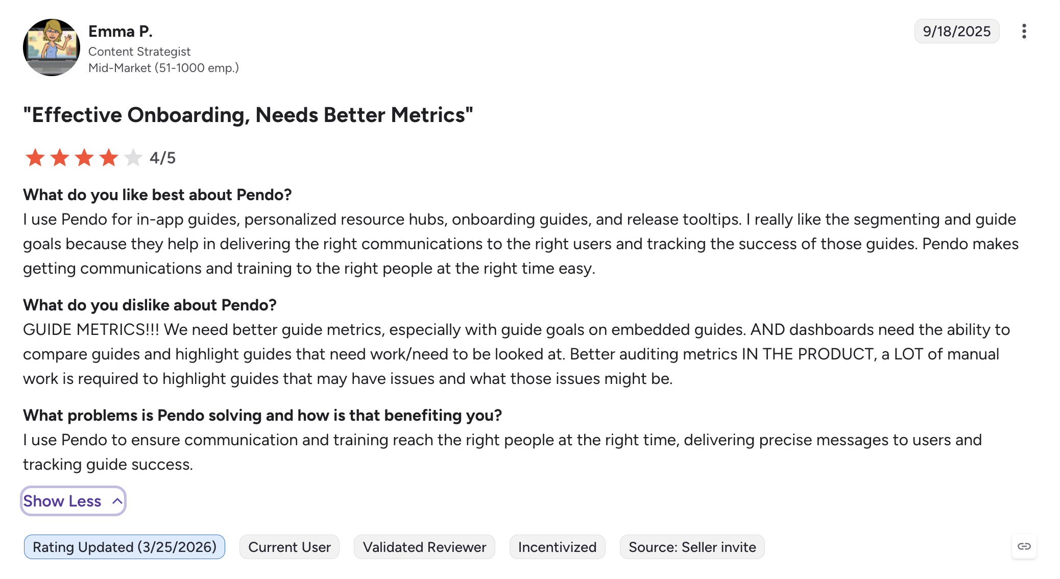 pendo reviews