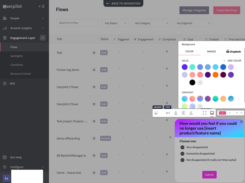 pmf survey customization in userpilot