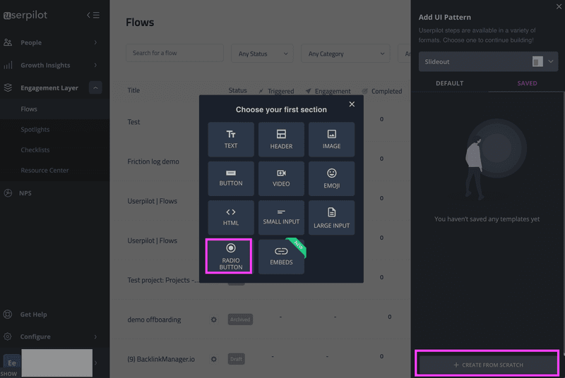 creating survey from scratch in userpilot