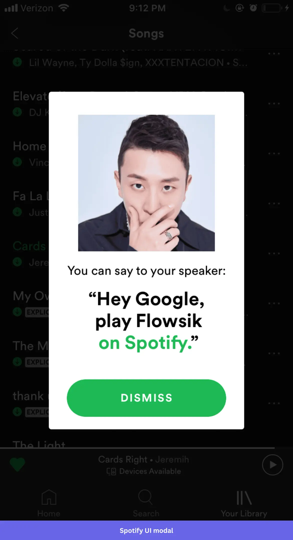 Spotify bottom sheet example