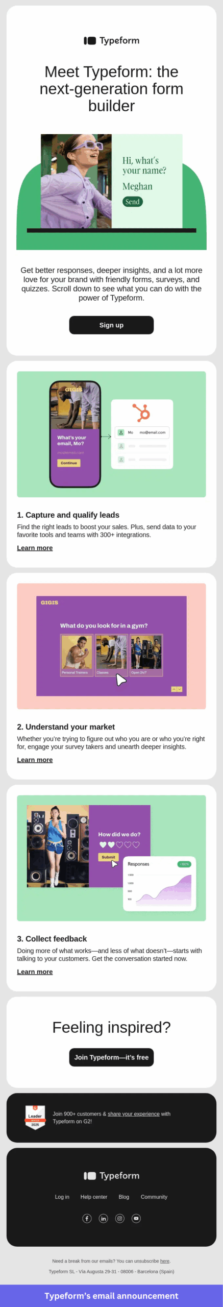 Typeform email announcement
