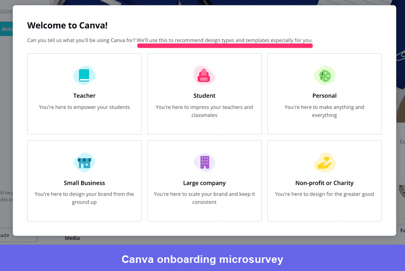Canva welcome screen