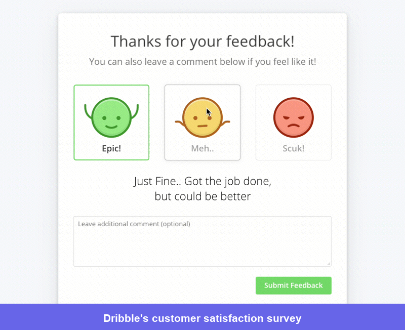 Dribbble customer satisfaction survey