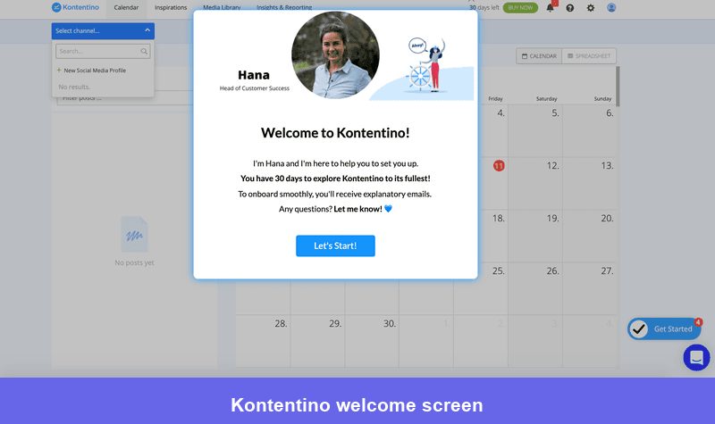 Kontentino welcome screen