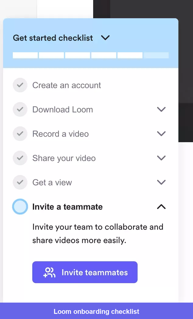 Loom onboarding checklist