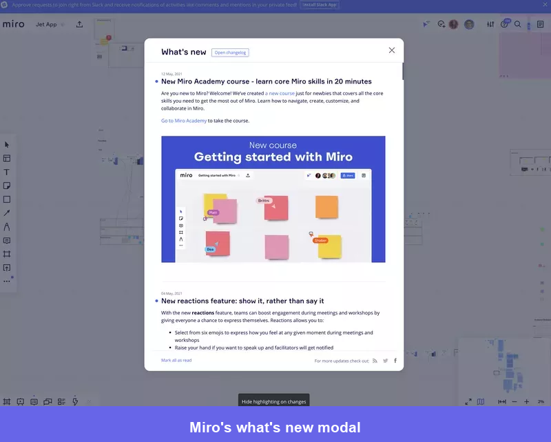 Miro What's new modal
