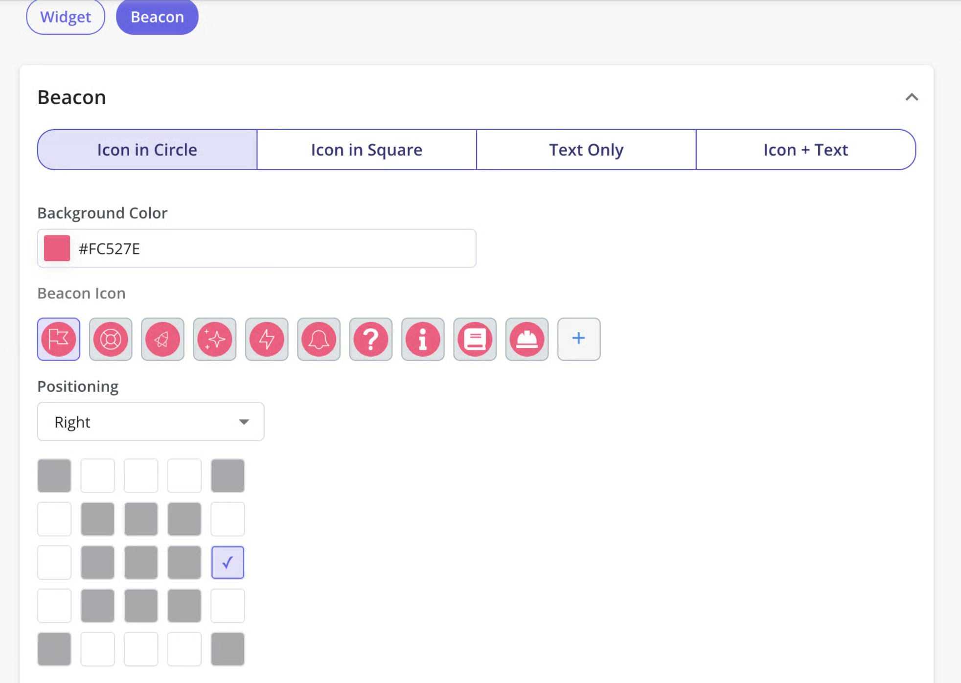 Custom beacon settings