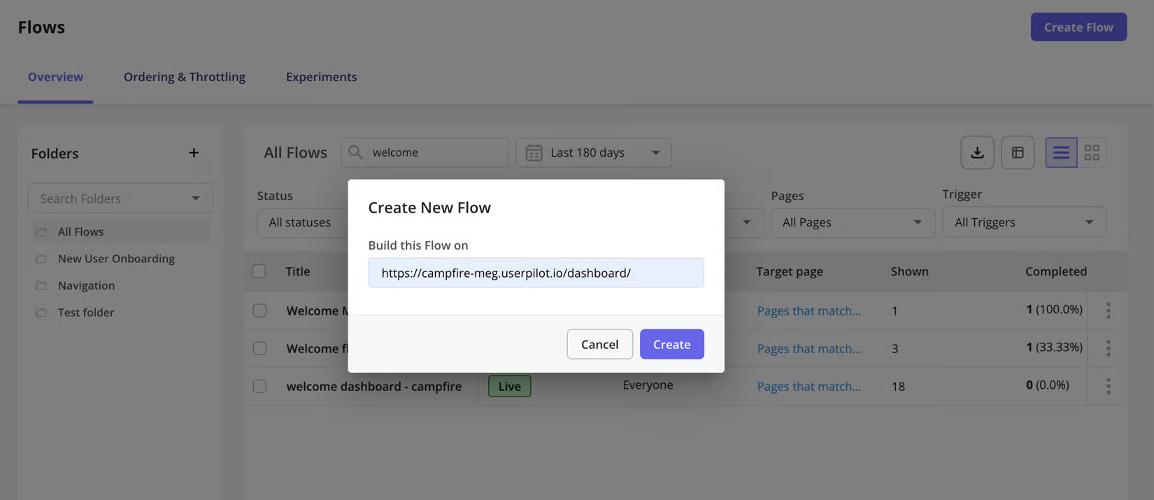 How to build a targeted in-app flow on a specific page in Userpilot.