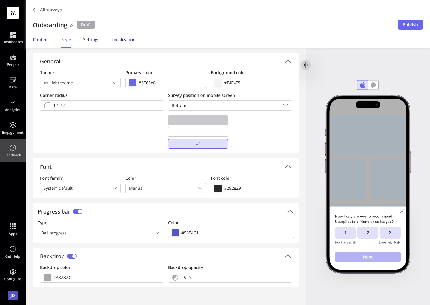 userpilot-mobile-survey-example
