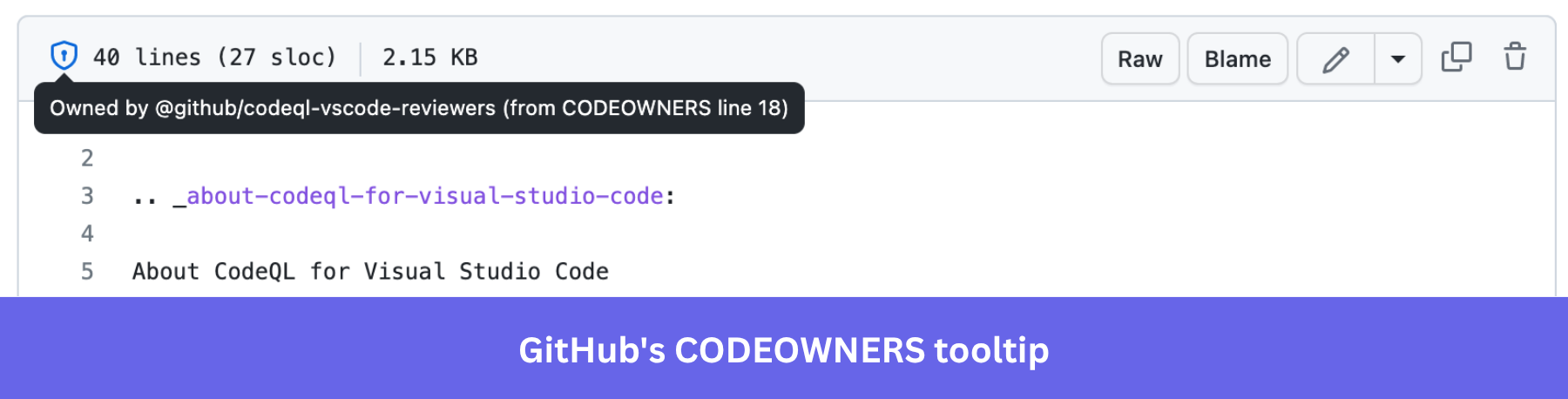 GitHub's CODEOWNERS tooltip