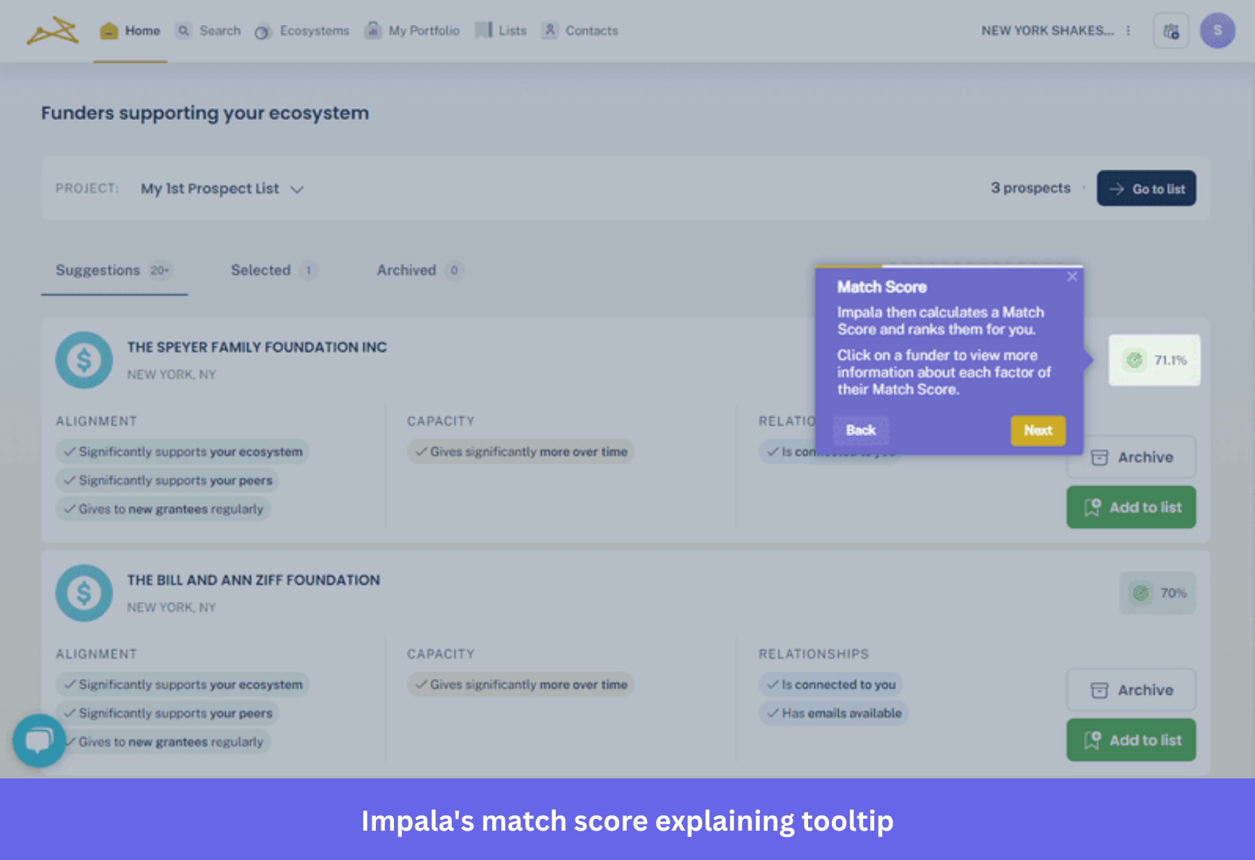 Screenhot of Impala's match score explaining tooltip