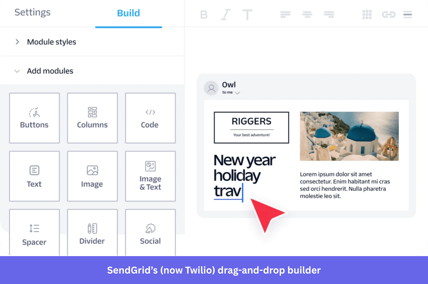 SendGrid's (now Twilio) transactional email builder