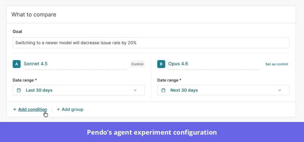 Pendo's agent experiment configuration.