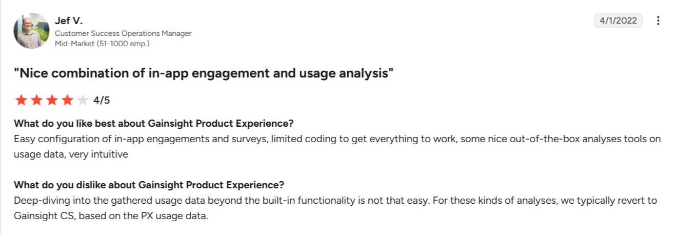 Gainsight PX G2 review on business insights.