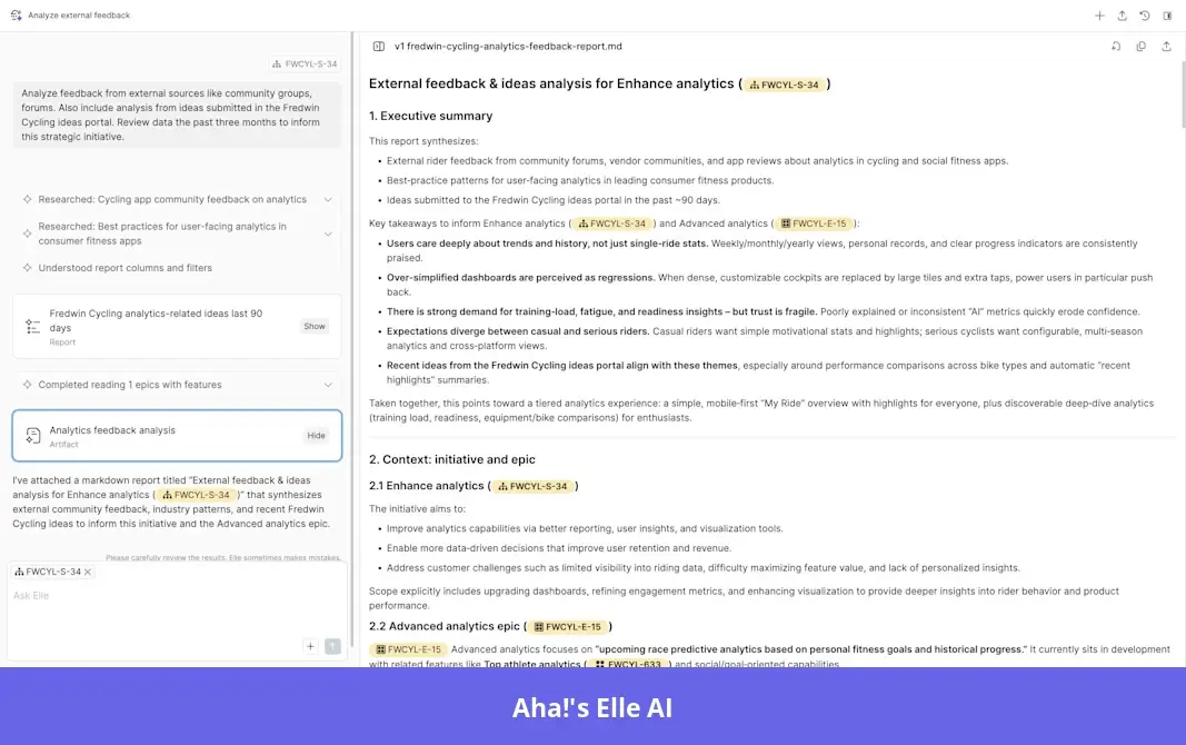 Aha!'s Elle AI assistant