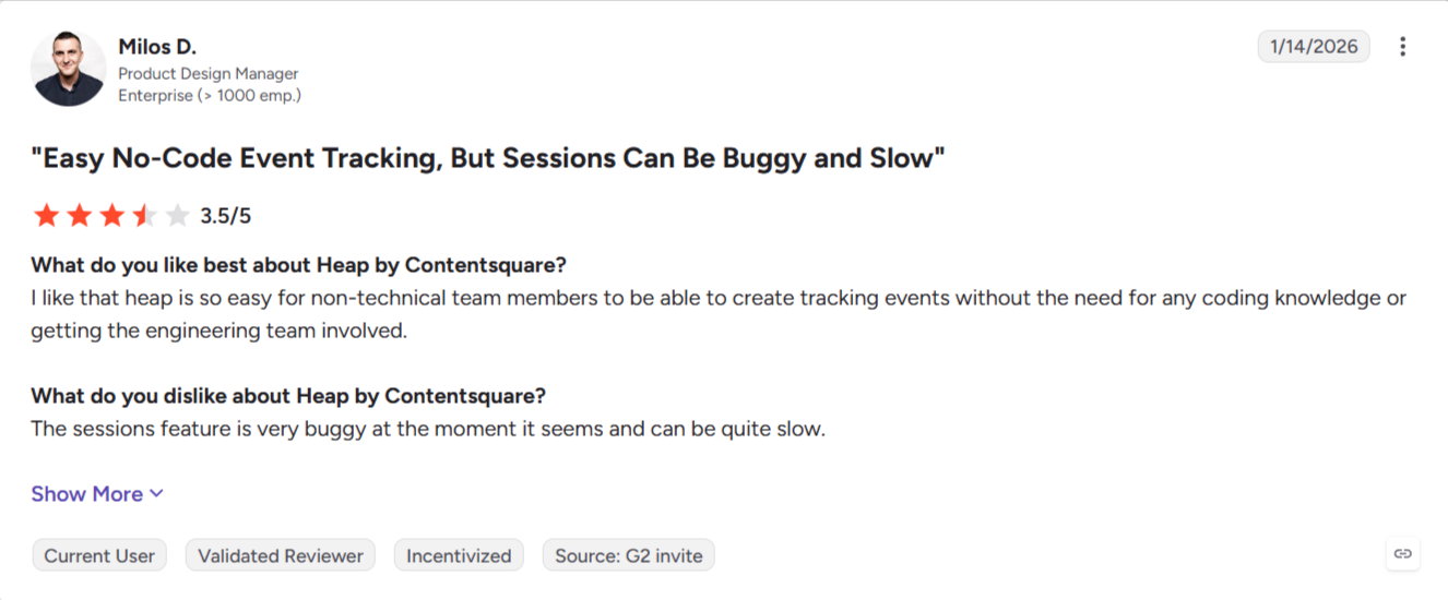 G2 review on how Heap manipulates data.