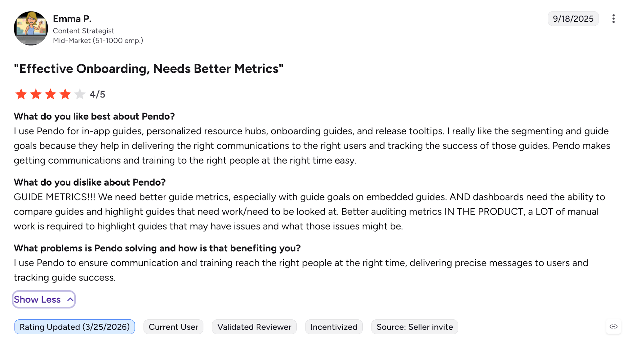 pendo reviews
