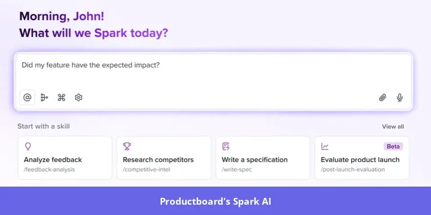 Productboard's Spark AI search box.