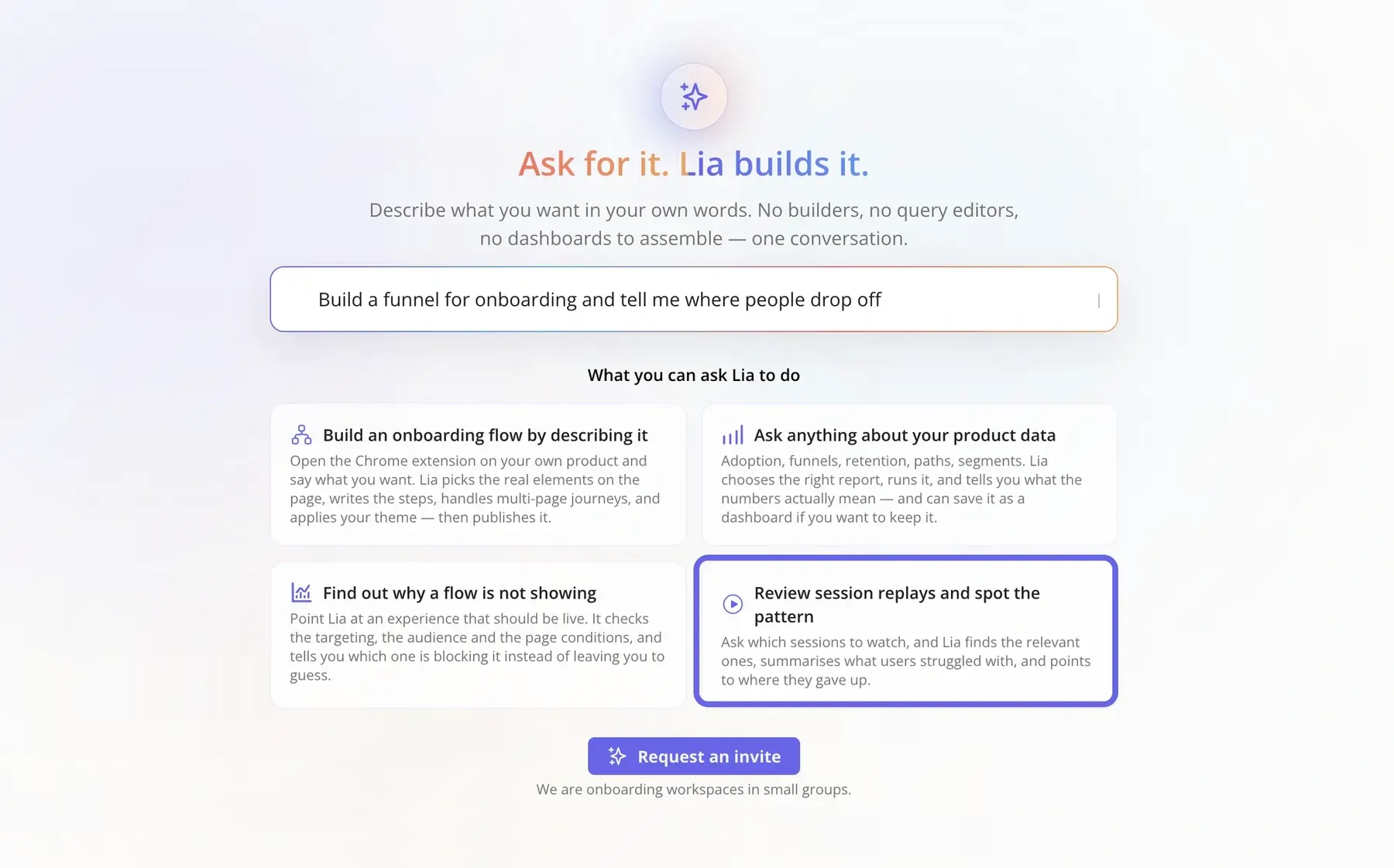 Screenshot of Userpilot's AI assistant Lia